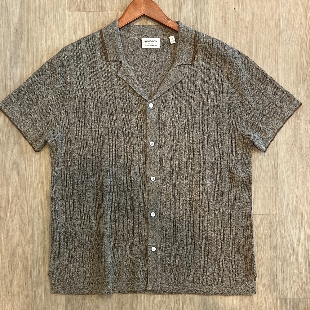 Bonobos Men’s Knit Button Down Shirt - Taupe - Men’s M